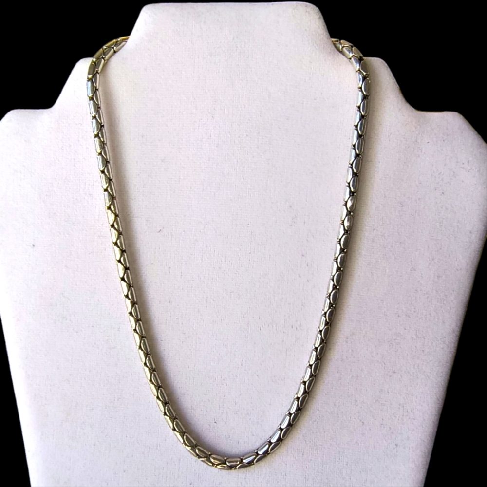 Vintage Unisex Very Heavy Silver-Plated Chain Necklace